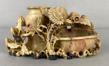 Chinese Carved Soapstone Incense Holder