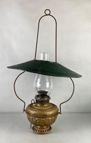 The Rochester Brass Hanging Country Store Oil Lamp Fixture