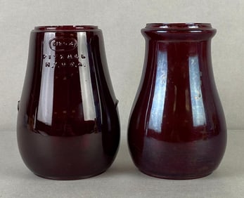 Group of 2 Ruby Glass Globe Railroad Lantern Shades