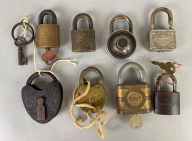 Group of 8 Padlocks and Combination Locks