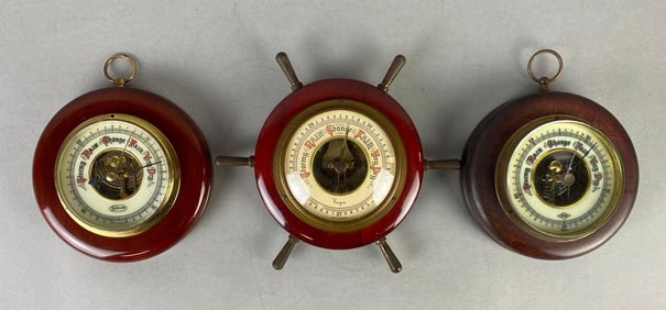 Group of 3 Wood Barometers