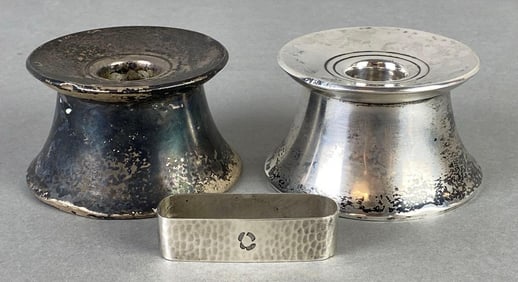 Pair of Gorham Sterling Silver Weighted Candlestick Holders and More