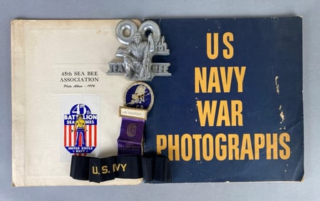 Group of Assorted US Navy Sea-Bee Items and More