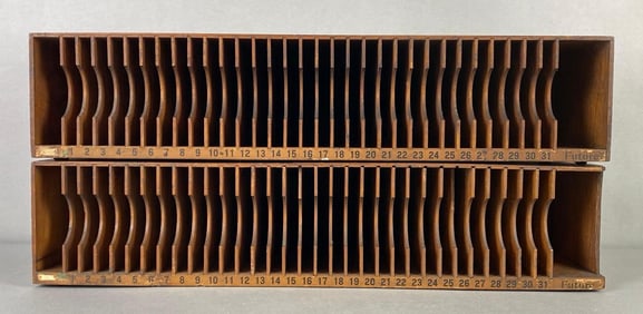 Group of 2 Sales Equipment Co. Monthly Wood Sales File Cabinets