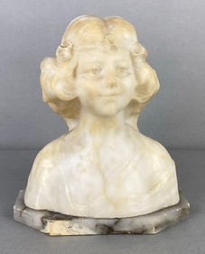 Art Nouveau Womans Bust Alabaster Statue
