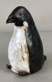 Artist Signed Pottery Glazed Penguin