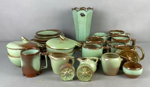 Group of Frankoma Pottery Green Glaze Kitchenware and More