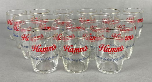 Group of Clear Glass Hamms Beer Advertising Glasses