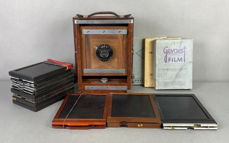 Vintage Gammax No. 2 Folding Camera and Exposure Plates