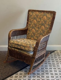 Michigan Seating Co. Kaltex Upholstered Wicker Rocking Chair