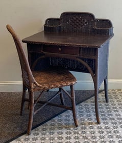 Sheboygan Fibre Furniture Company Wicker Desk and Chair