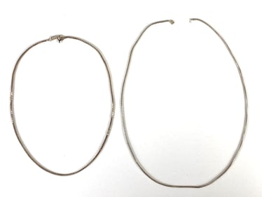 Group of 2 Sterling Silver Box Chain Necklaces