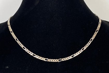 Italian Sterling Silver Figaro Link Necklace
