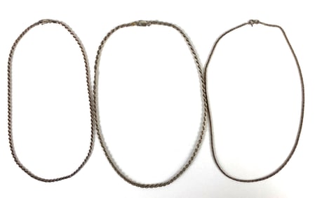 Group of 3 Sterling Silver Twist Chain Necklaces