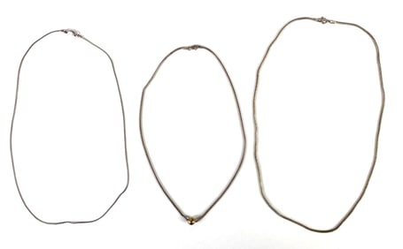 Group of 3 Sterling Silver Snake Chain Necklaces