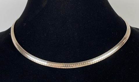 Italian Milor Sterling Silver Flat Omega Link Necklace