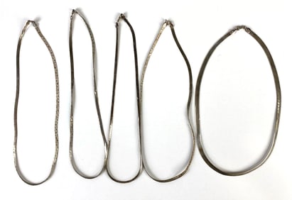 Group of 5 Sterling Silver Herringbone Chain Necklaces