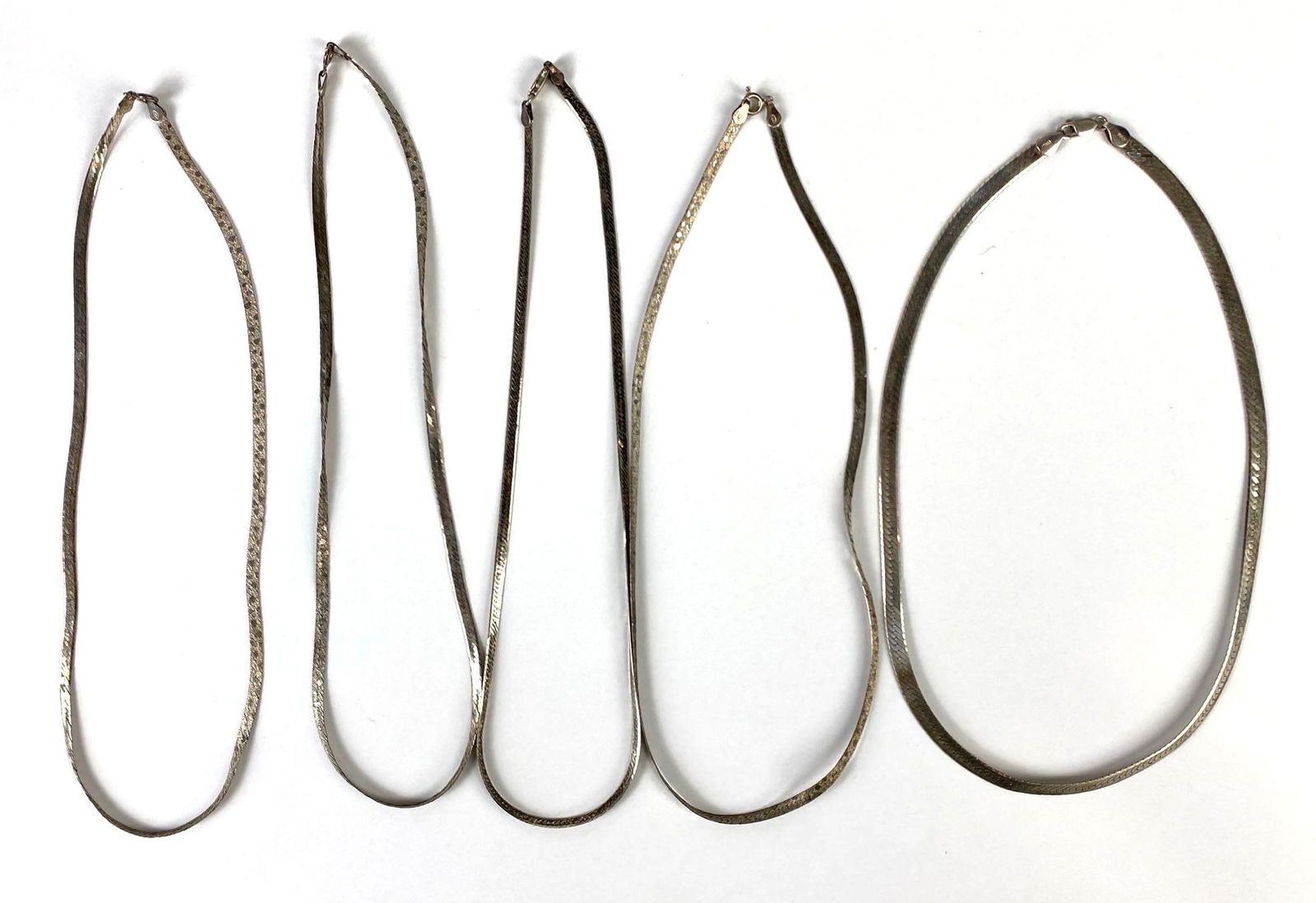 Group of 5 Sterling Silver Herringbone Chain Necklaces (1 of 4)