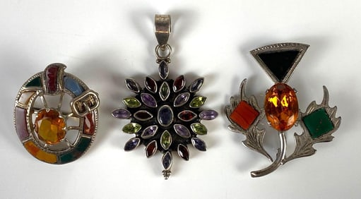 Group of 3 Sterling Silver Gemstone/CZ Jewelry Items