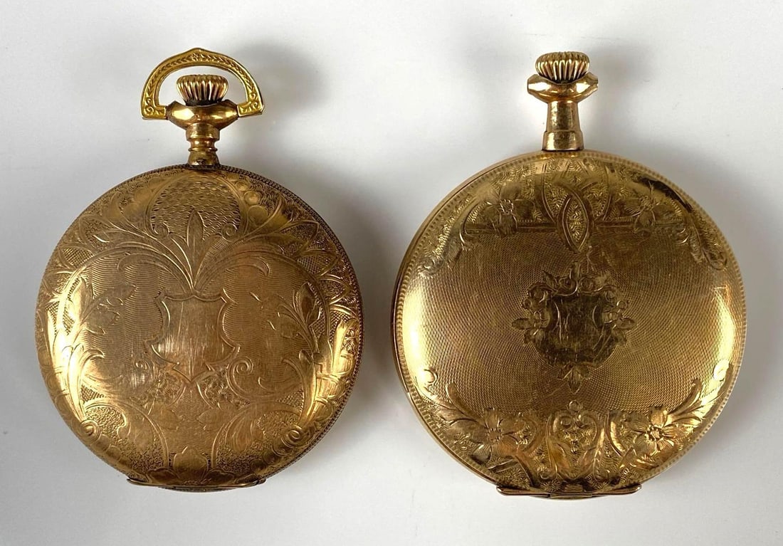 Group of 2 Elgin Hunter-Case Etched Pocket Watches (1 of 11)