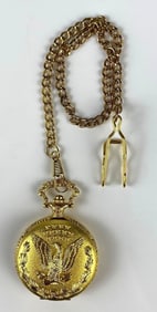 Japan Movt. American Eagle Battery Operated Pocket Watch