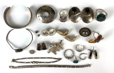 Group of Sterling Silver Jewelry and More