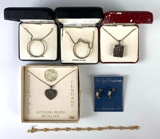 Group of Sterling Silver Necklaces and More
