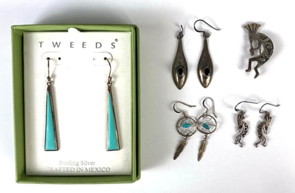 Group of Sterling Silver Earrings and More