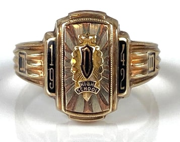 10K Gold 1942 RB High School Class Ring