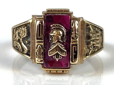 10K Gold Ruby 1980 Mendota High School Class Ring