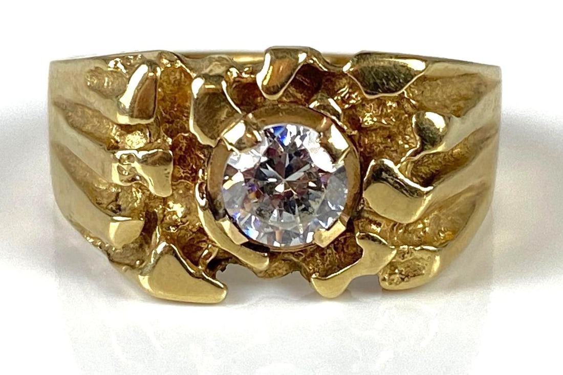 14K Gold CZ Nugget Style Ring (1 of 6)