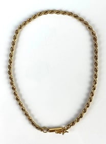 14K Gold Twisted Braid Chain Bracelet