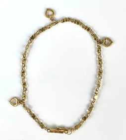 14K Gold Heart Link Chain Bracelet