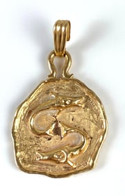 14K Gold Pisces Zodiac Necklace Pendant