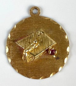 14K Gold Graduation Cap Necklace Pendant