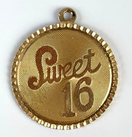 14K Gold Sweet 16 Necklace Pendant
