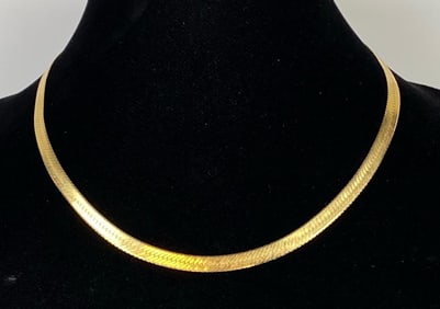 14K Gold Herringbone Chain Necklace