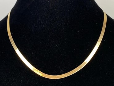 14K Gold Herringbone Chain Necklace