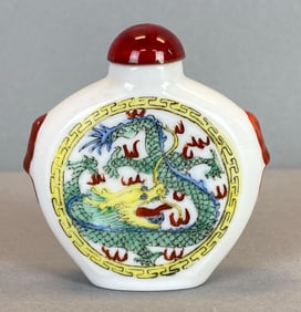 Chinese Dragon Motif Porcelain Snuff Bottle