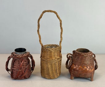 Group of 3 Japanese Ikebana Woven Baskets