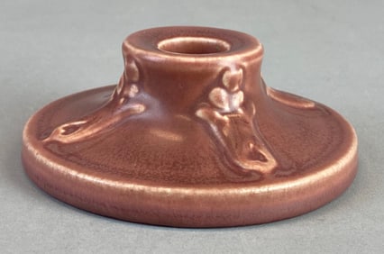1922 Rookwood Pottery Pink Glaze Floral Pottery Candlestick