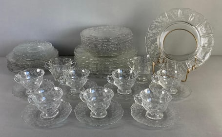 Group of Cambridge Etched Elaine Pattern Glass Dinnerware
