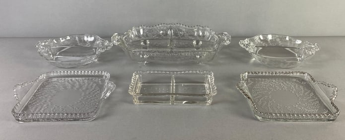 Group of Cambridge Etched Elaine Crystal Trays