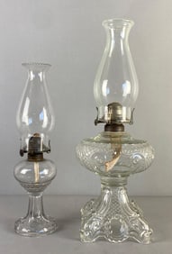 roux of 2 Vintage Glass Oil Lamps