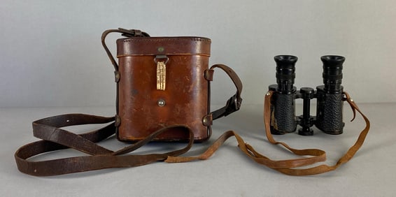 WW1 SPJP Paris 7x Binoculars with Leather Case