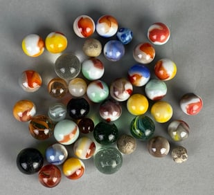 Group of 40+ Assorted Glass Marbles