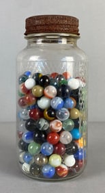 Old Judge Coffee Glass Jar of Assorted Marbles