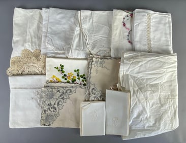 Group of Floral Tablecloths and More