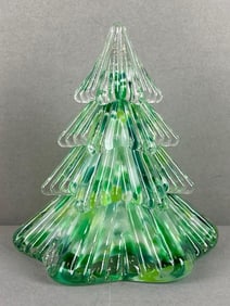 Prestige Art Glass Christmas Tree Paperweight