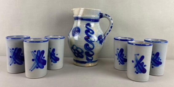 Salt Glaze Stoneware Set with Cobalt Motifs